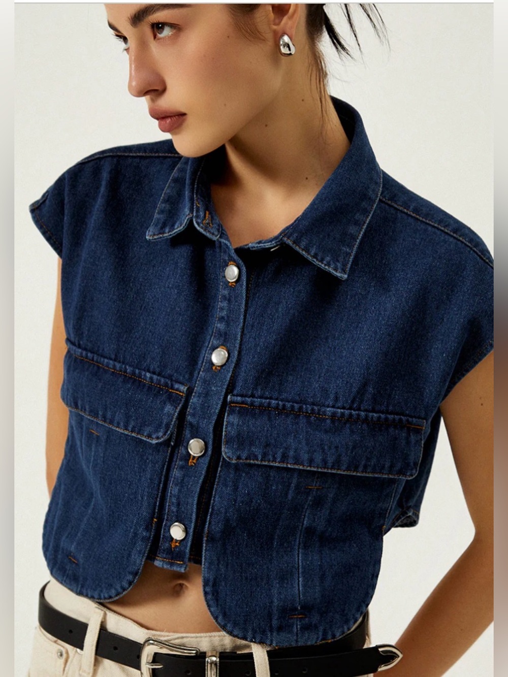 Commense denim cropped top/vest. Size XS. Excellent condition! - Picture 6 of 8